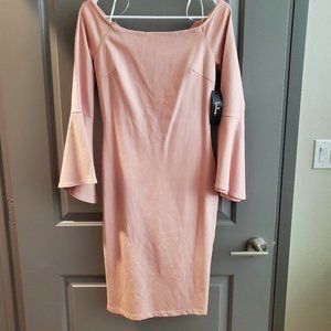 Off-the-Shoulder Bell Sleeve Midi Dress - Size M